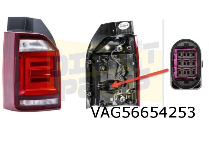 Volkswagen T6 (7/15-11/19) Achterlicht rechts donker Origine, Neuf, -, Volkswagen, -