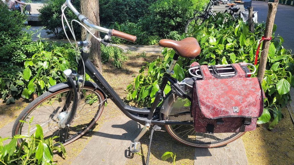 Vélo Batavus noir pour femme à 7 vitesses + sacoches, Vitesses, Batavus, Enlèvement, Utilisé