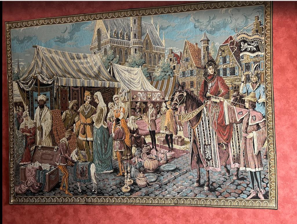 Wandtapijt - Middeleeuwse Markt, Antiek en Kunst, Kunst | Overige Kunst, Ophalen