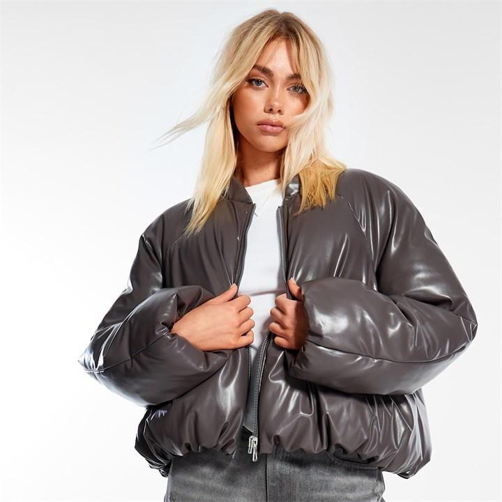 Missguided Faux Leather Puffer Bomber Jas Bruin M - NIEUW, Ophalen of Verzenden, Nieuw, Maat 38/40 (M), Bruin