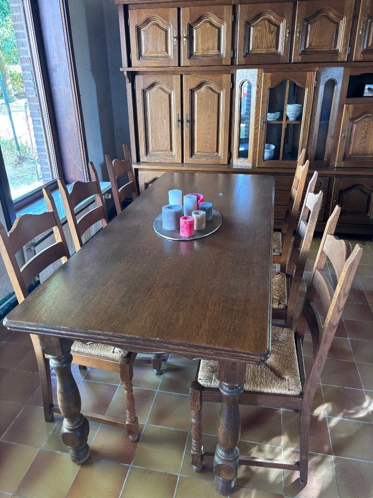 Houten eettafel met 6 stoelen – complete eetkamerset, Ophalen