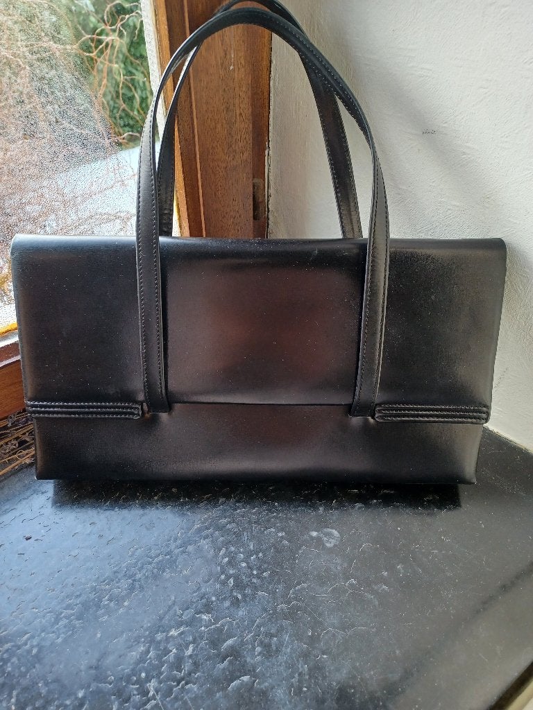 DELVAUX Sacoche noir vintage siglé, Envoi, Noir