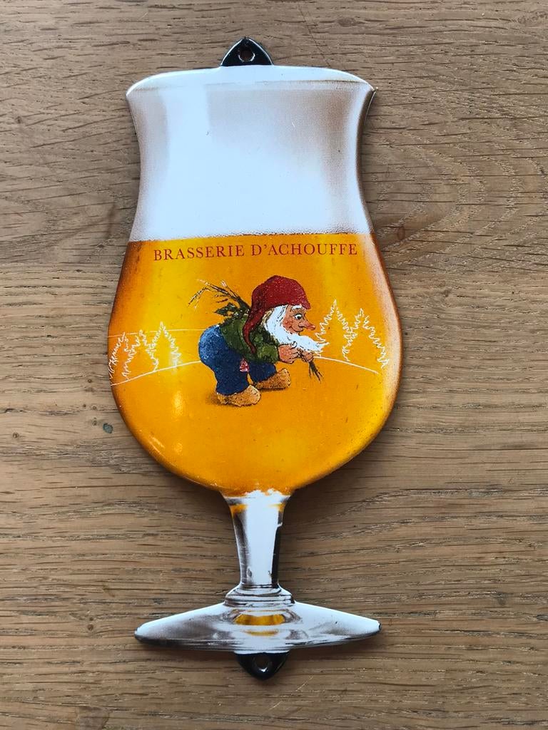 La Chouffe bier emaille bordje, Ophalen of Verzenden, Zo goed als nieuw, Reclamebord, Plaat of Schild, Overige merken