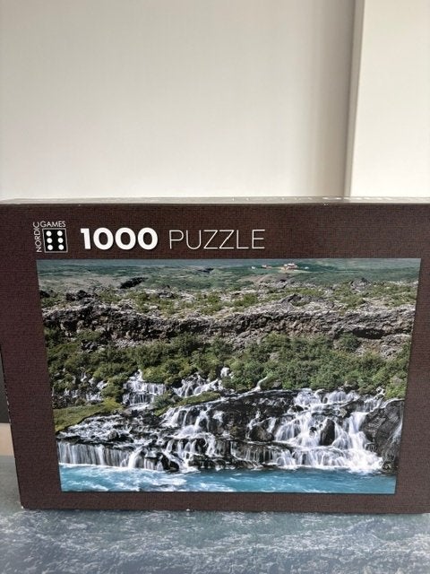 Uitdagende puzzel 1000 stukjes. Ijslandse waterval., Hobby & Loisirs créatifs, Enlèvement, 500 à 1500 pièces, Comme neuf, Puzzle