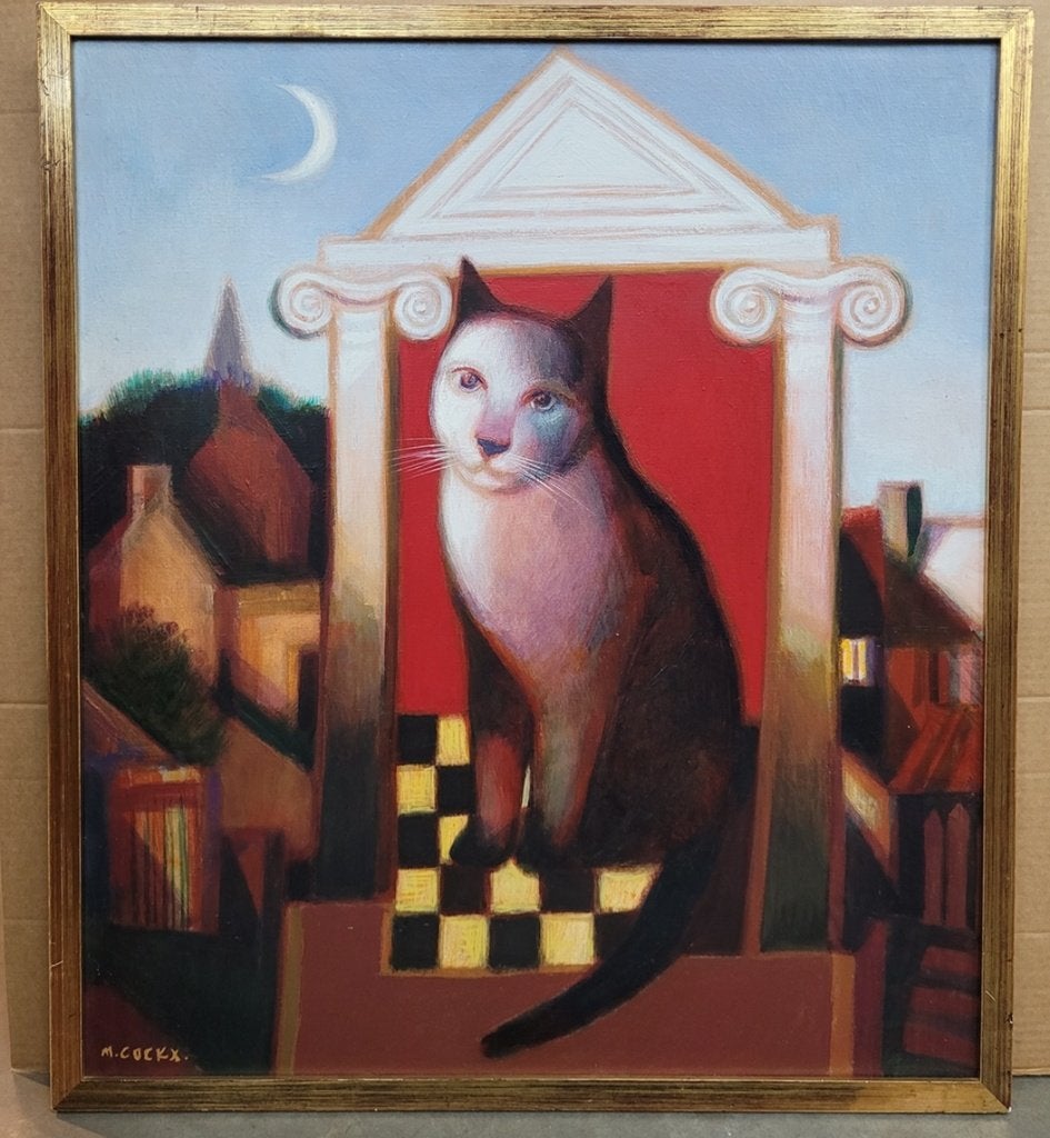 Marcel COCKX, de fiere poes, Antiek en Kunst, Doek, Expressionistisch, Dieren, Ophalen of Verzenden