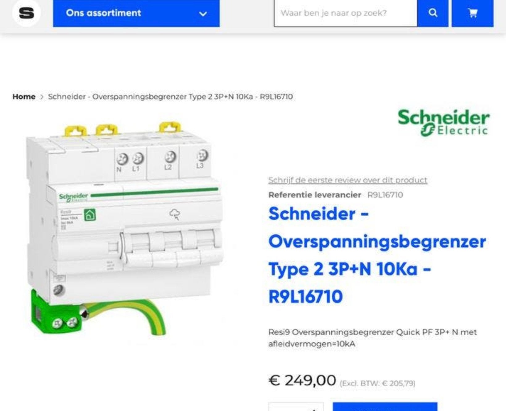 Overspanningsbegrenzer Schneider, Doe-het-zelf en Bouw, Ophalen of Verzenden, Nieuw