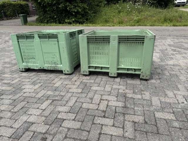 Groene geperforeerde kunststof palletbox, hooi, slowfeeder, Niet ingevuld, Gebruikt, Niet ingevuld, Ophalen of Verzenden