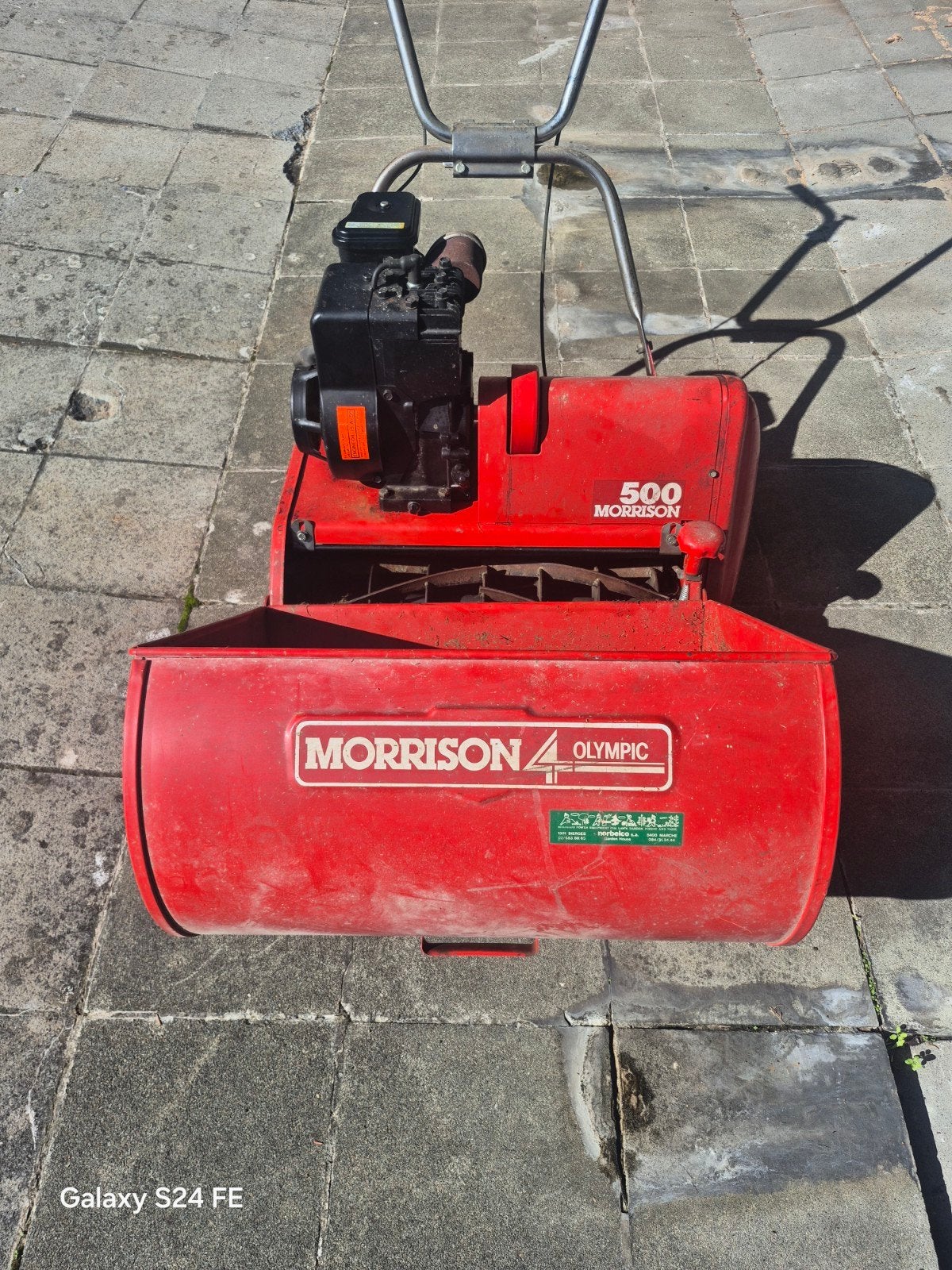 tondeuse a cylindre morrison olympic 500, Tuin en Terras, Grasmaaiers, Ophalen, Gebruikt, Morisson, Benzine-grasmaaier