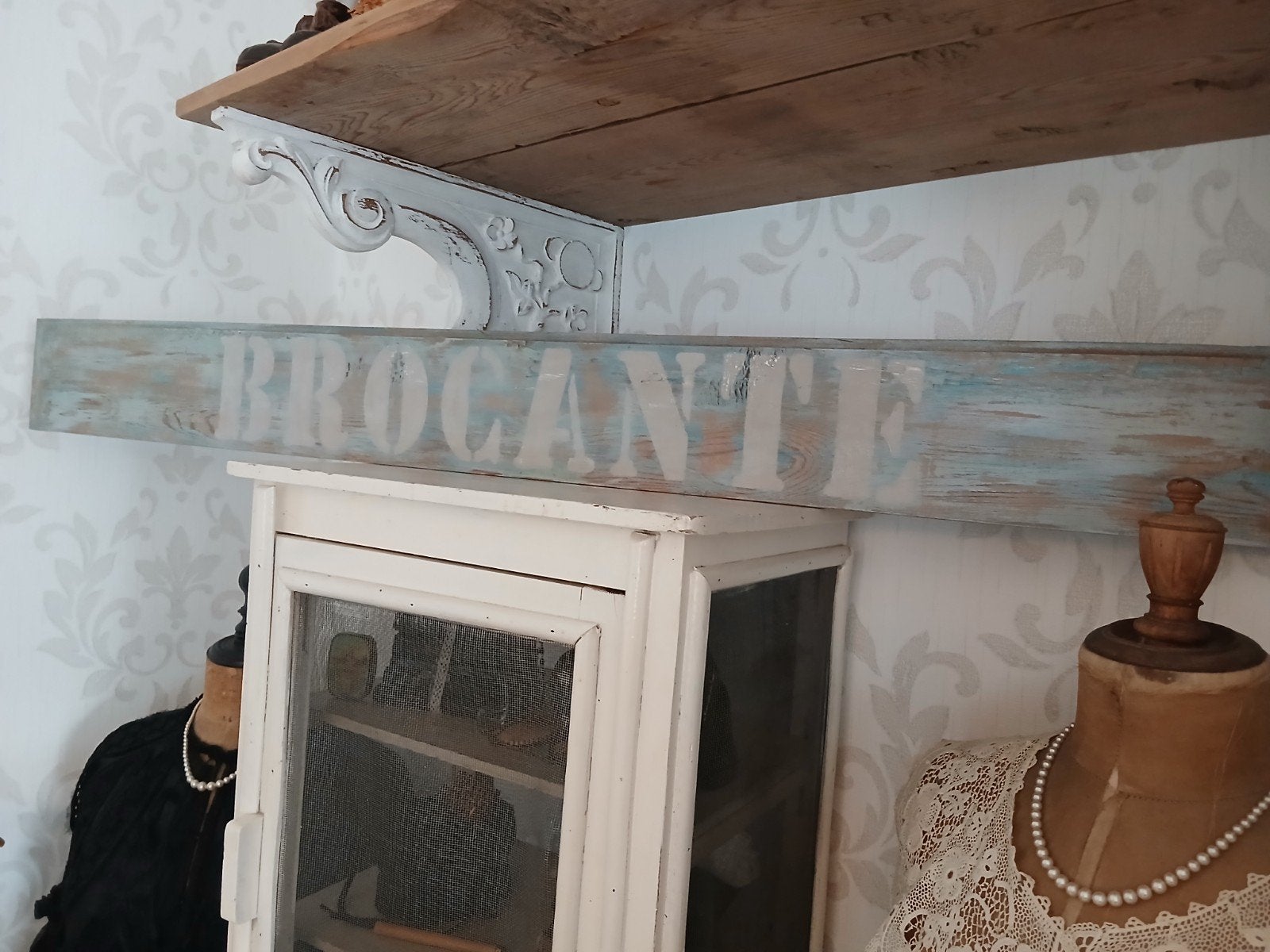 Brocante tekstbord 1,28m op 13cm (de rest is niet te koop), Antiek en Kunst, Ophalen