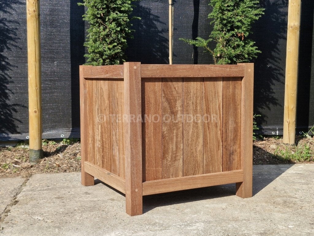 Bac Azobé 80x80x80 – bois dur massif, 25 ans, Neuf, Carré, Enlèvement, 60 à 100 cm