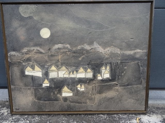 Schilderij van Luik Michel FOUAT — landschap - mixed media, Antiek en Kunst, Ophalen, Gemengde techniek, Landschap, Doek