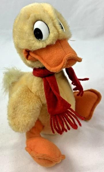 Alfred J. Kwak Knuffel Eend met Rode Sjaal Vintage 20cm 1989, Overige merken, Zo goed als nieuw, Middelgroot (20 tot 80 cm), Eend