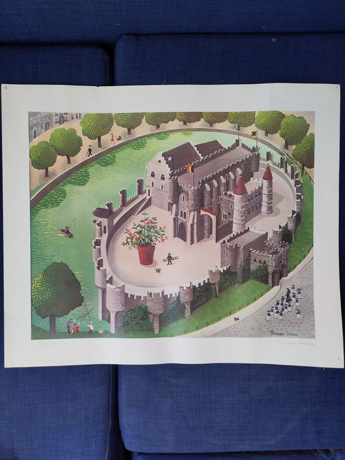 Château de Gand par Monique Schaar, Antiquités & Art, Art | Lithographies & Sérigraphies, Enlèvement ou Envoi, Sérigraphie