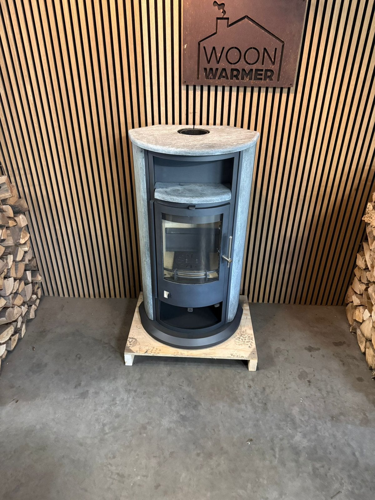 26026 Speksteenkachel Drooff 6kw, Ophalen, Gebruikt, Houtkachel, Vrijstaand