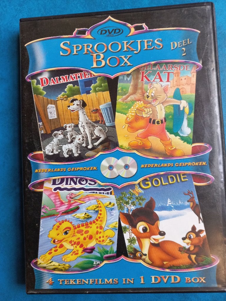 Sprookjes Box deel 2 (4 films op 2 disc), Cd's en Dvd's, Tekenfilm, Zo goed als nieuw, Alle leeftijden, Amerikaans