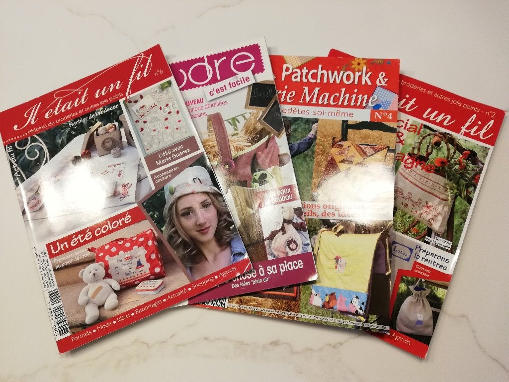 4 tijdschriften naaien en borduren, Livres, Loisirs & Temps libre, Enlèvement ou Envoi, Comme neuf, Broderie ou Couture
