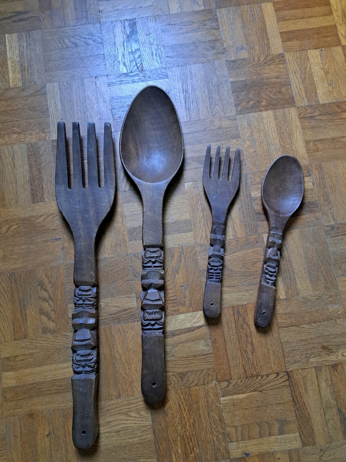 decoratie houten lepel vork, Ophalen