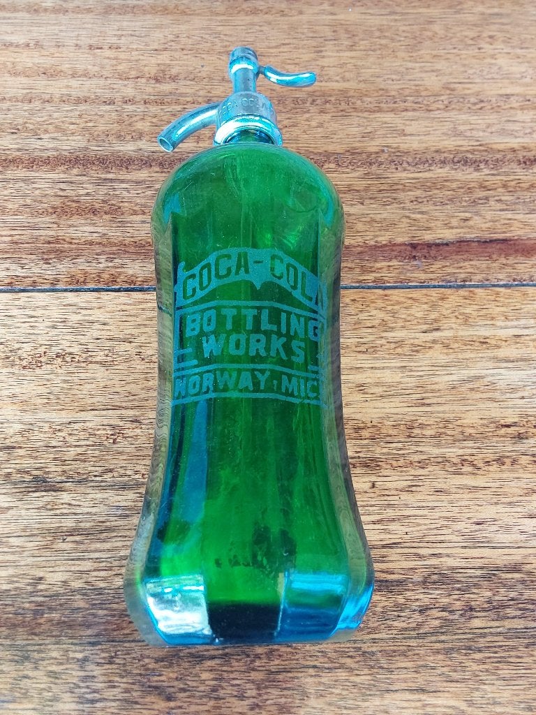 Coca Cola Spuitfles 1920-1940 Norway,Mich USA, Ophalen of Verzenden, Gebruikt, Gebruiksvoorwerp