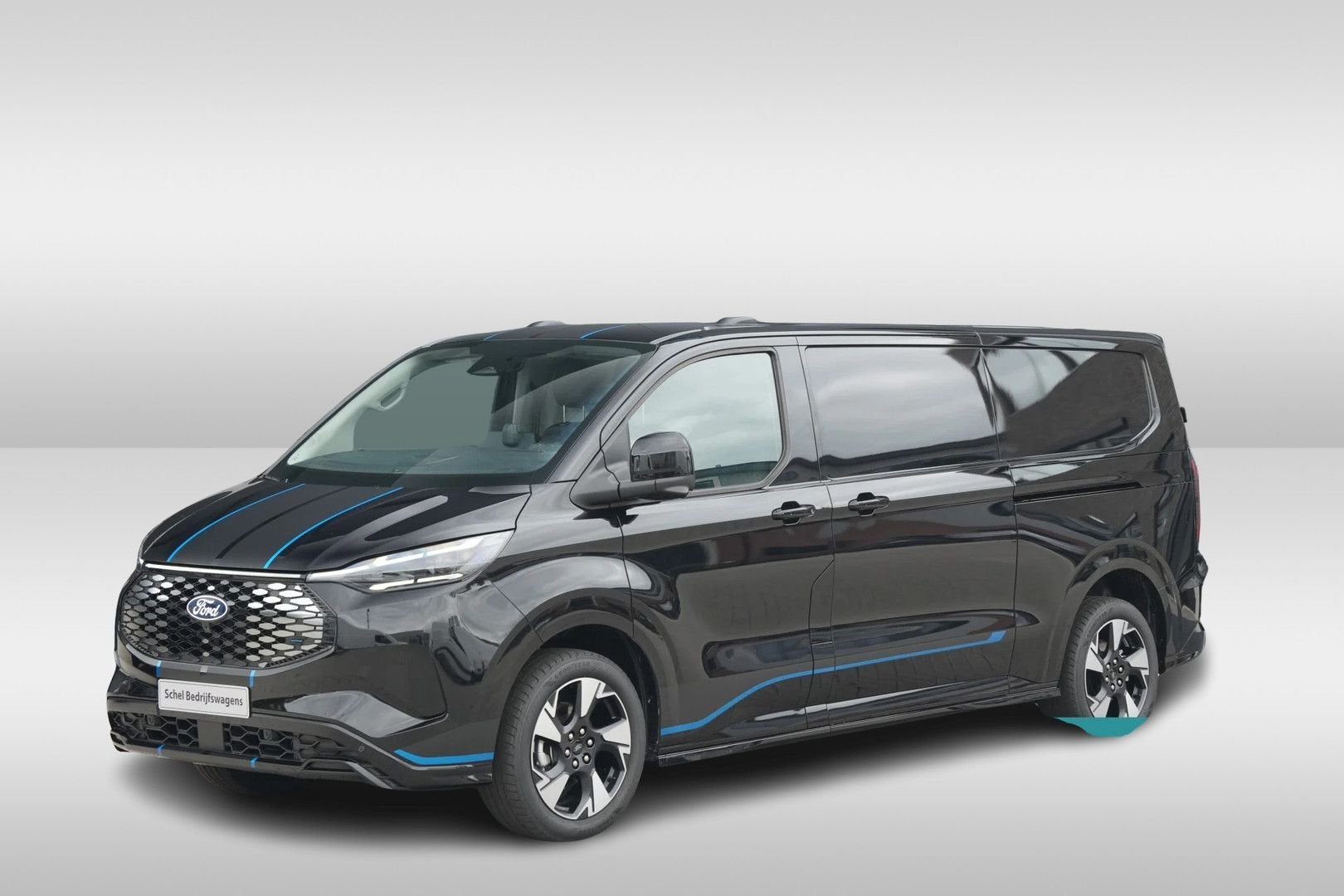 Ford E-Transit Custom L2 H1 Sport 218pk 2x Schuifdeur (Wordt, Auto's, Bestelwagens en Lichte vracht, Automaat, Parkeersensor, Zwart