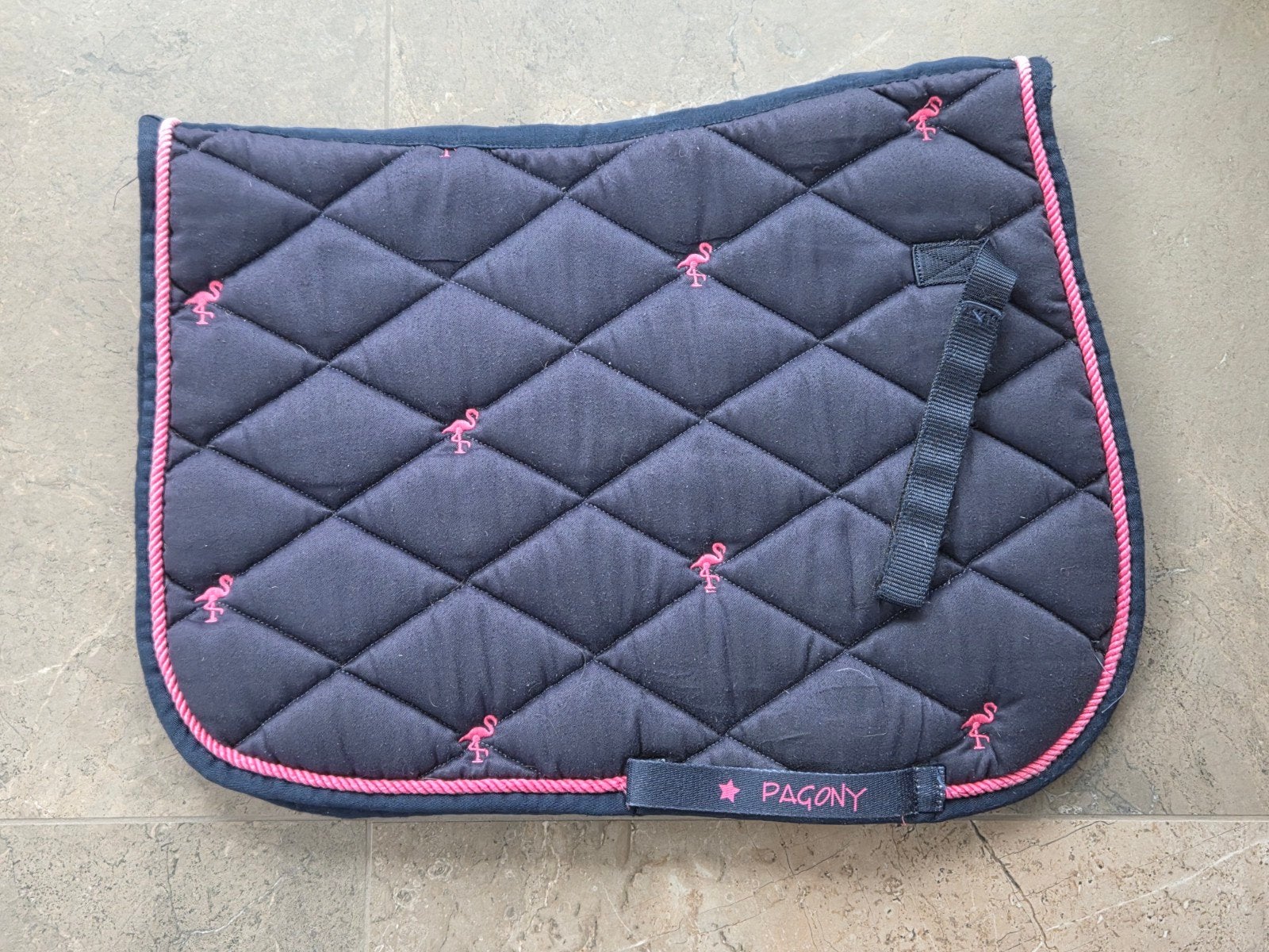 donkerblauw ponydekje flamingo's, Ophalen, Overige merken, Pony (P), Veelzijdigheidsdekje