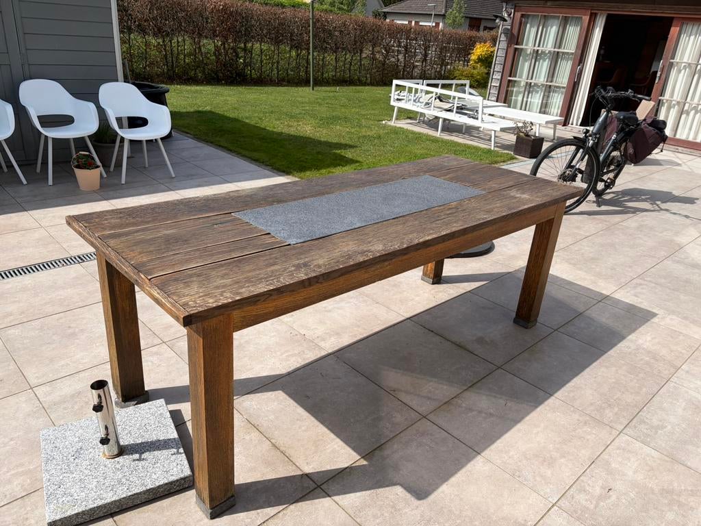 Mooie eiken tuintafel, Tuin en Terras, Ophalen, Gebruikt, Rechthoekig, Hout