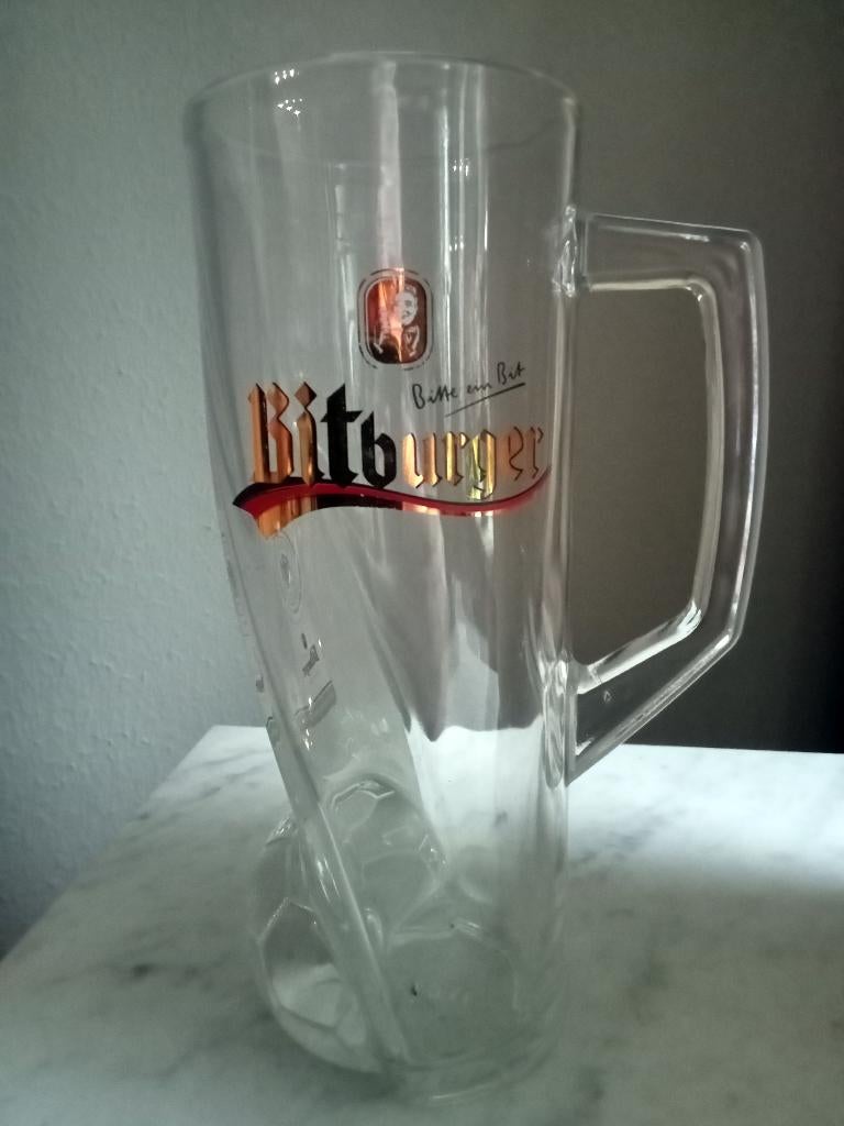 Bitburger Biermok met handvat met DFB logo, Verzamelen, Ophalen of Verzenden, Zo goed als nieuw