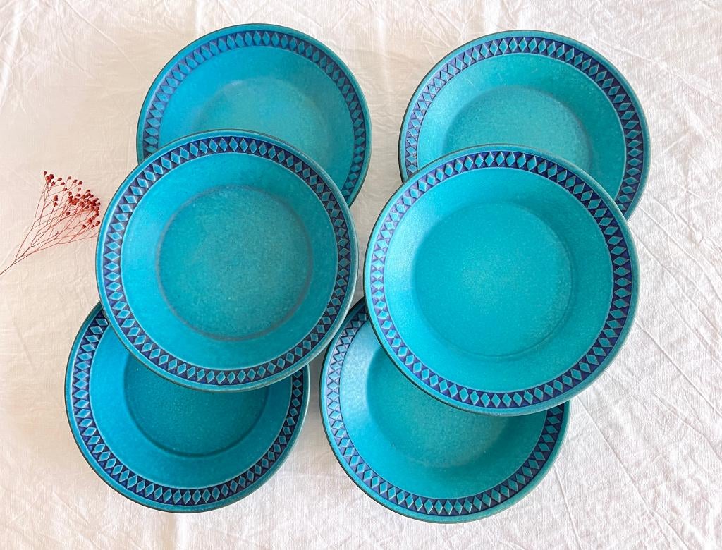 Lot de 6 assiettes creuses Ceramano Saphir, Antiquités & Art, Enlèvement ou Envoi