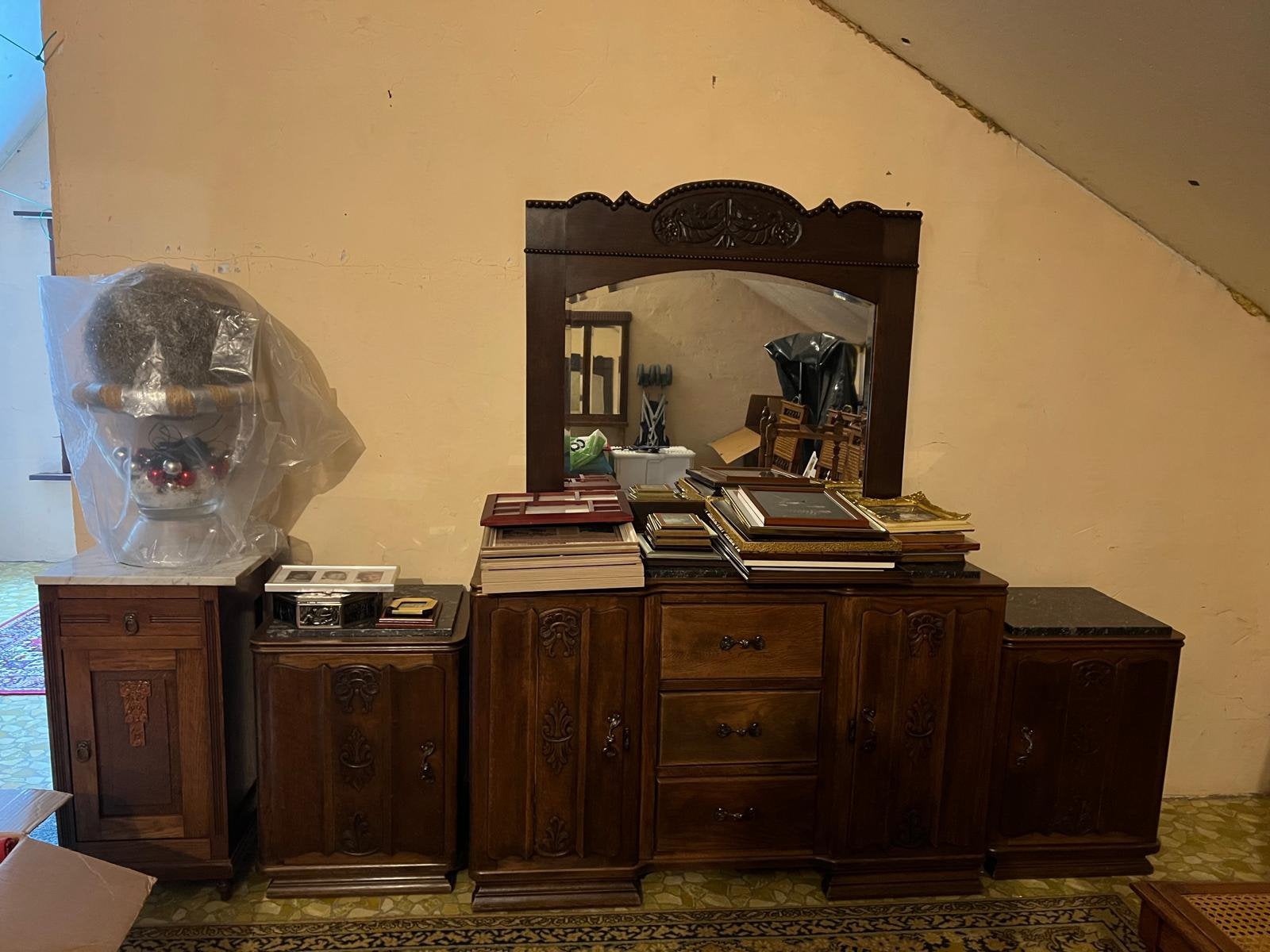 Commode de chambre + 2 tables de chevet en marbre, Enlèvement, Comme neuf