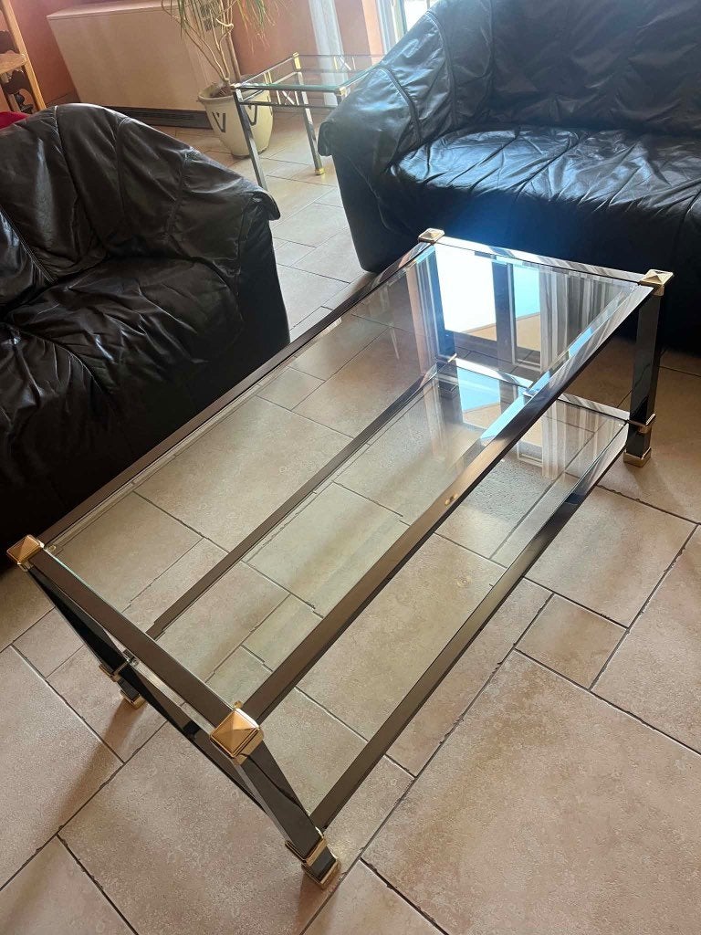 Salontafel, Huis en Inrichting, Tafels | Salontafels, Ophalen, 100 tot 150 cm, Glas, Zo goed als nieuw