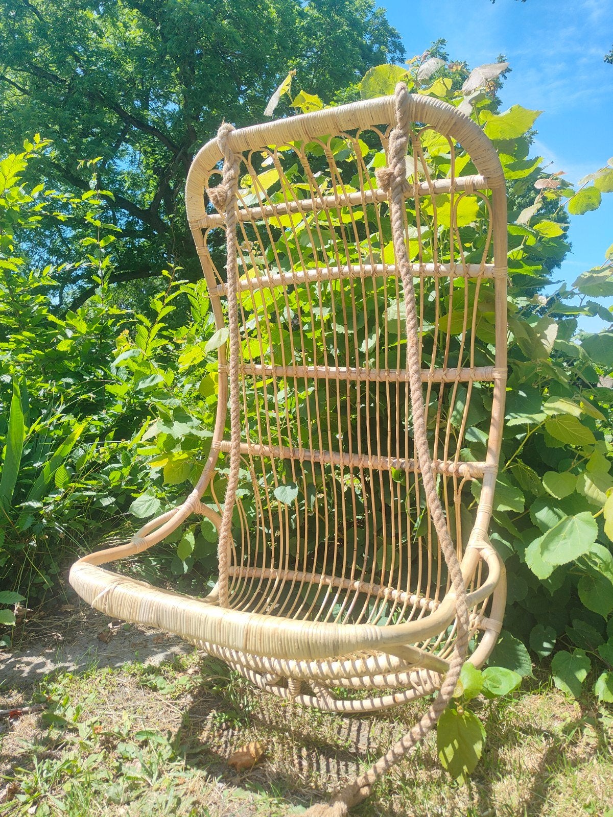 Fauteuil suspendu en rotin et bambou – Style Bohème / Chic, Enlèvement, Neuf, Rotin, Salons de jardin