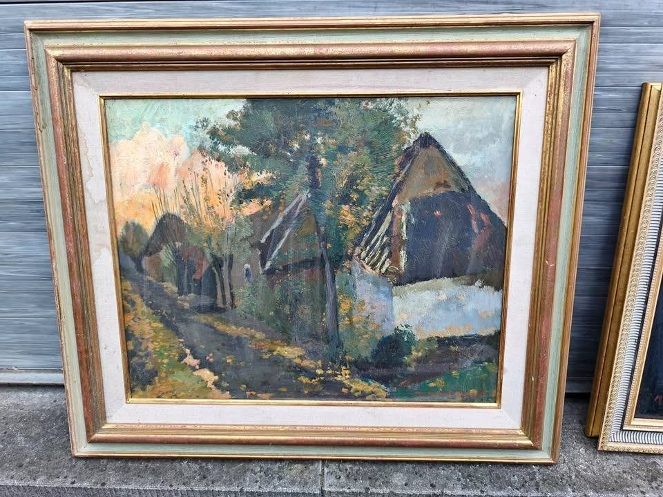 huile sur panneau signe armand apol, Antiquités & Art, Enlèvement ou Envoi, Panneau