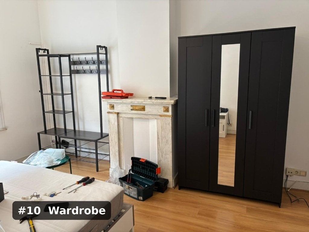 "BRIMNES Armoire 3 portes – noir – miroir – excellent état, Bois, Comme neuf, Enlèvement, Étagère