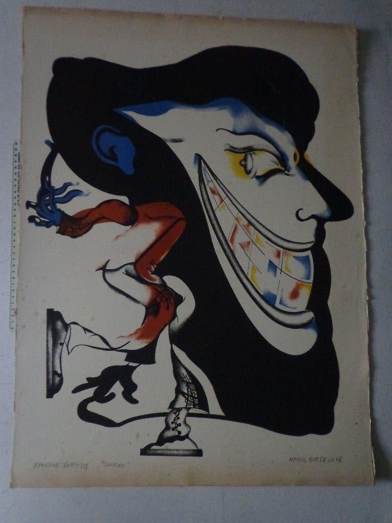 Ongewone litho van Mario Gurfein "Sourire" uit 1968, Antiquités & Art, Numéroté, Enlèvement, Lithographie, Portraits et figures