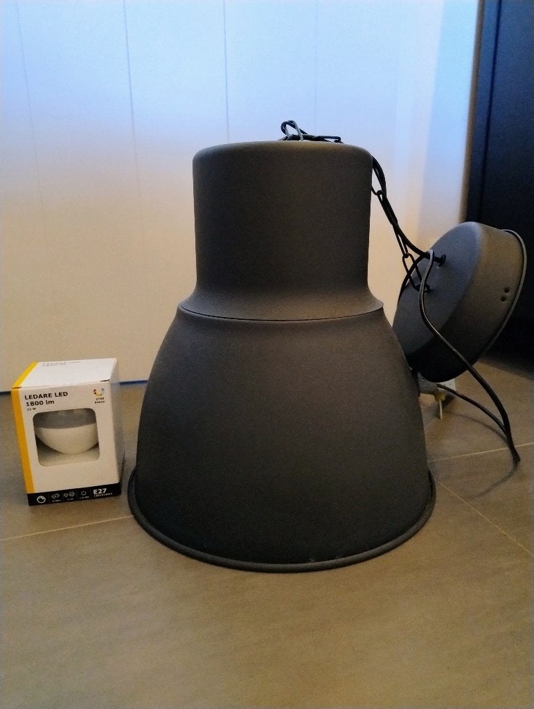 Hanglamp Ikea Hektar + extra led lamp, Ophalen, Zo goed als nieuw, Metaal