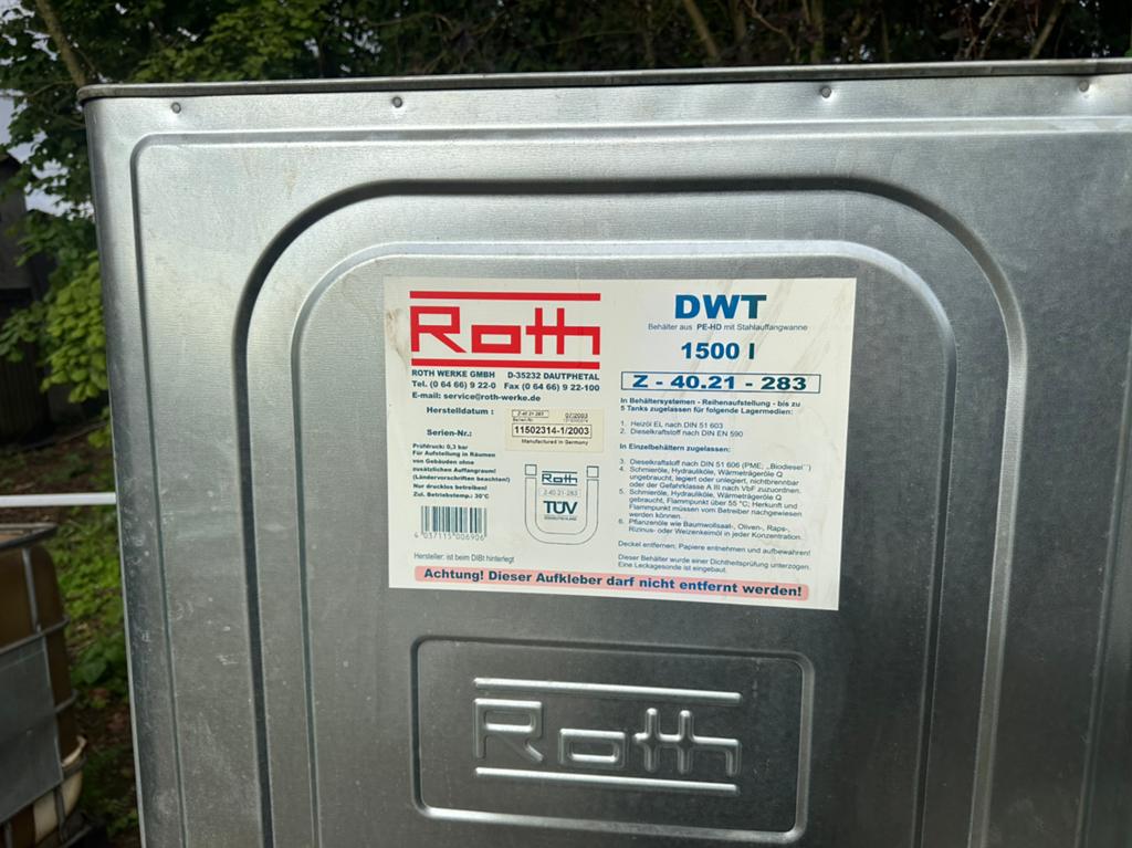 citerne ROTH 1500 l double paroi avec detection de fuite, Enlèvement, Comme neuf