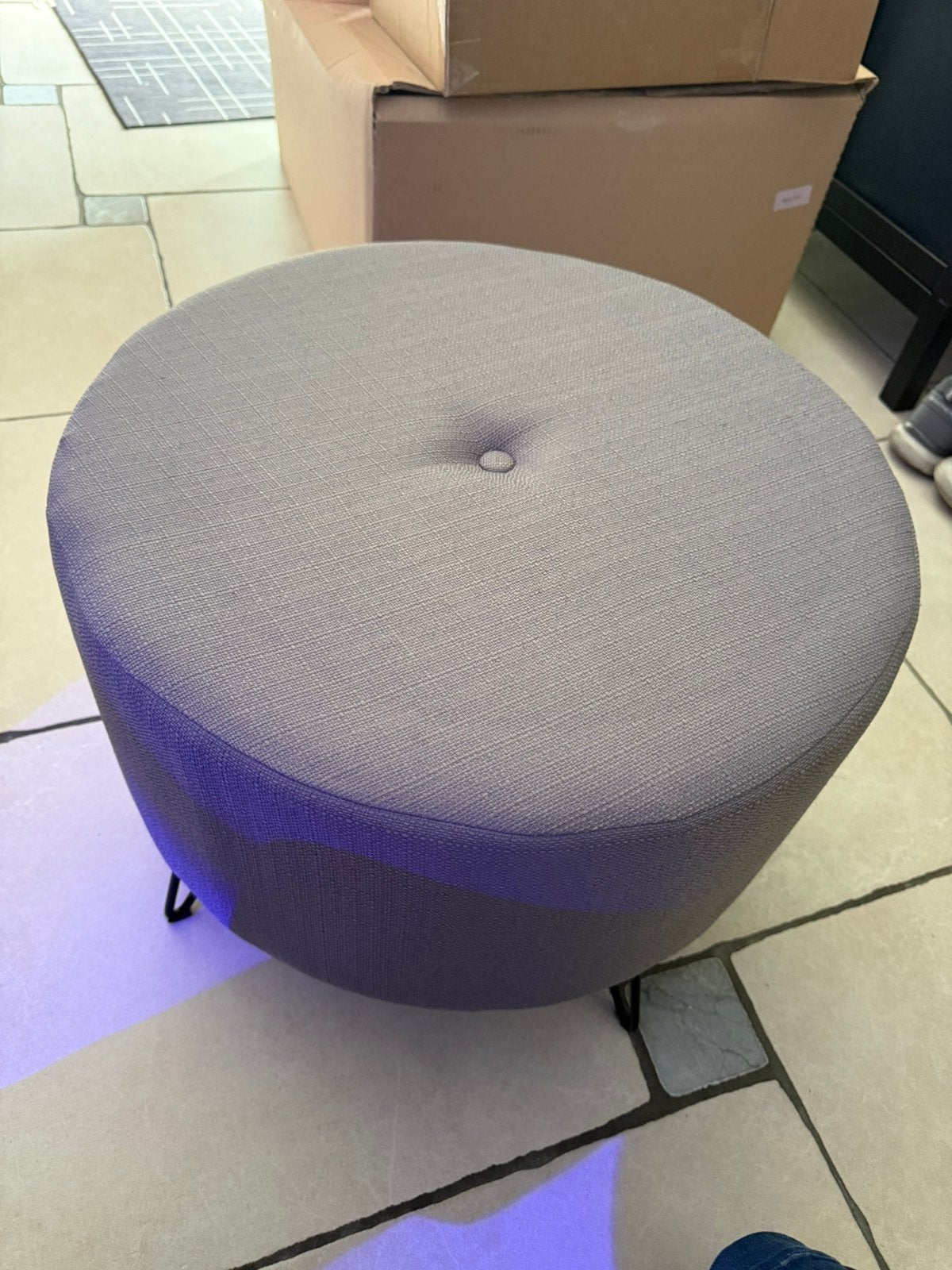 Pouf gris clair, Enlèvement, Comme neuf, Rond