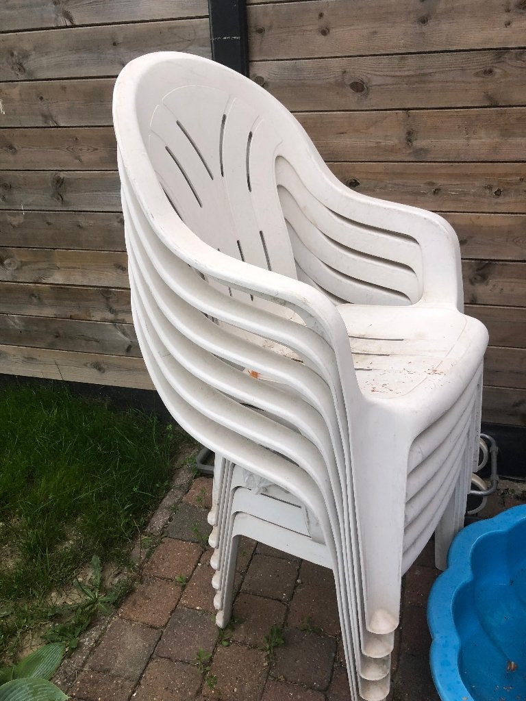 Tuinstoelen x6, Tuin en Terras, Tuinstoelen, Ophalen, Gebruikt, Plastic, Stapelbaar