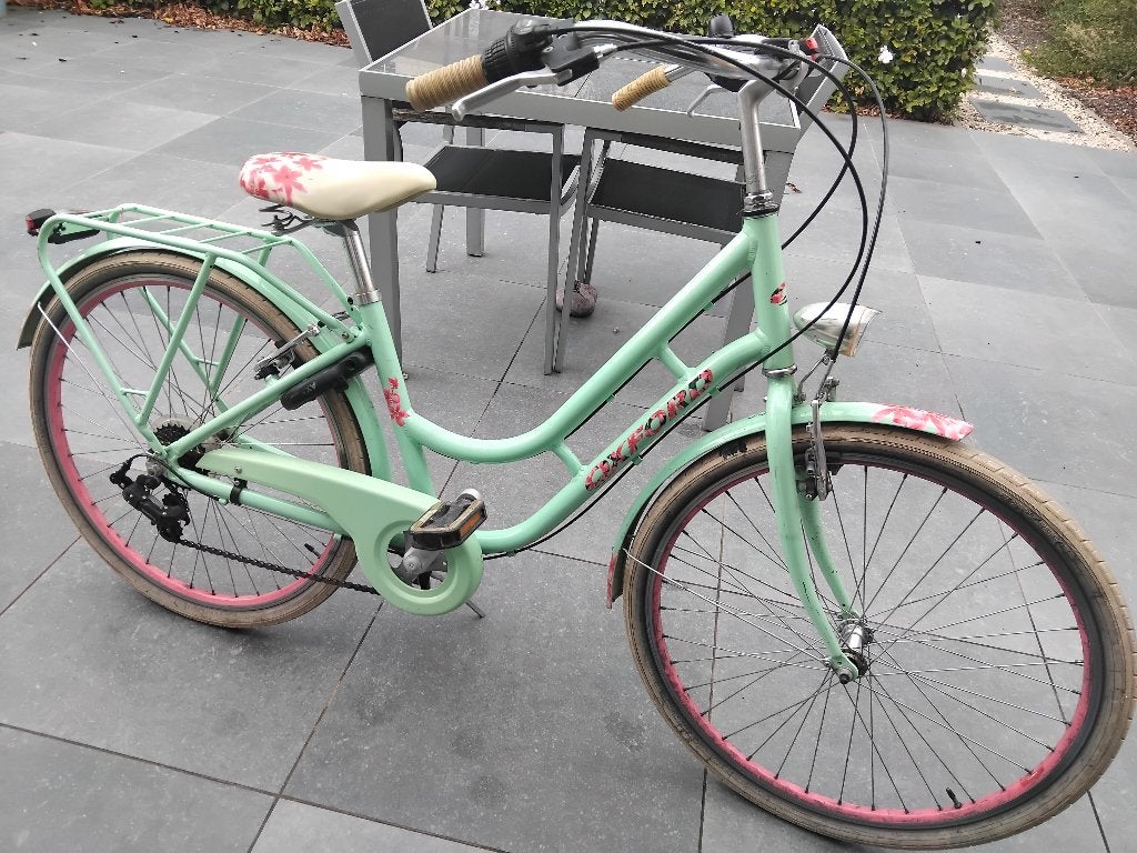 Meisjesfiets van ongeveer 8jaar t.e.m. 12jaar, Frein sur jante, 26 pouces ou plus, Frein à main, Enlèvement