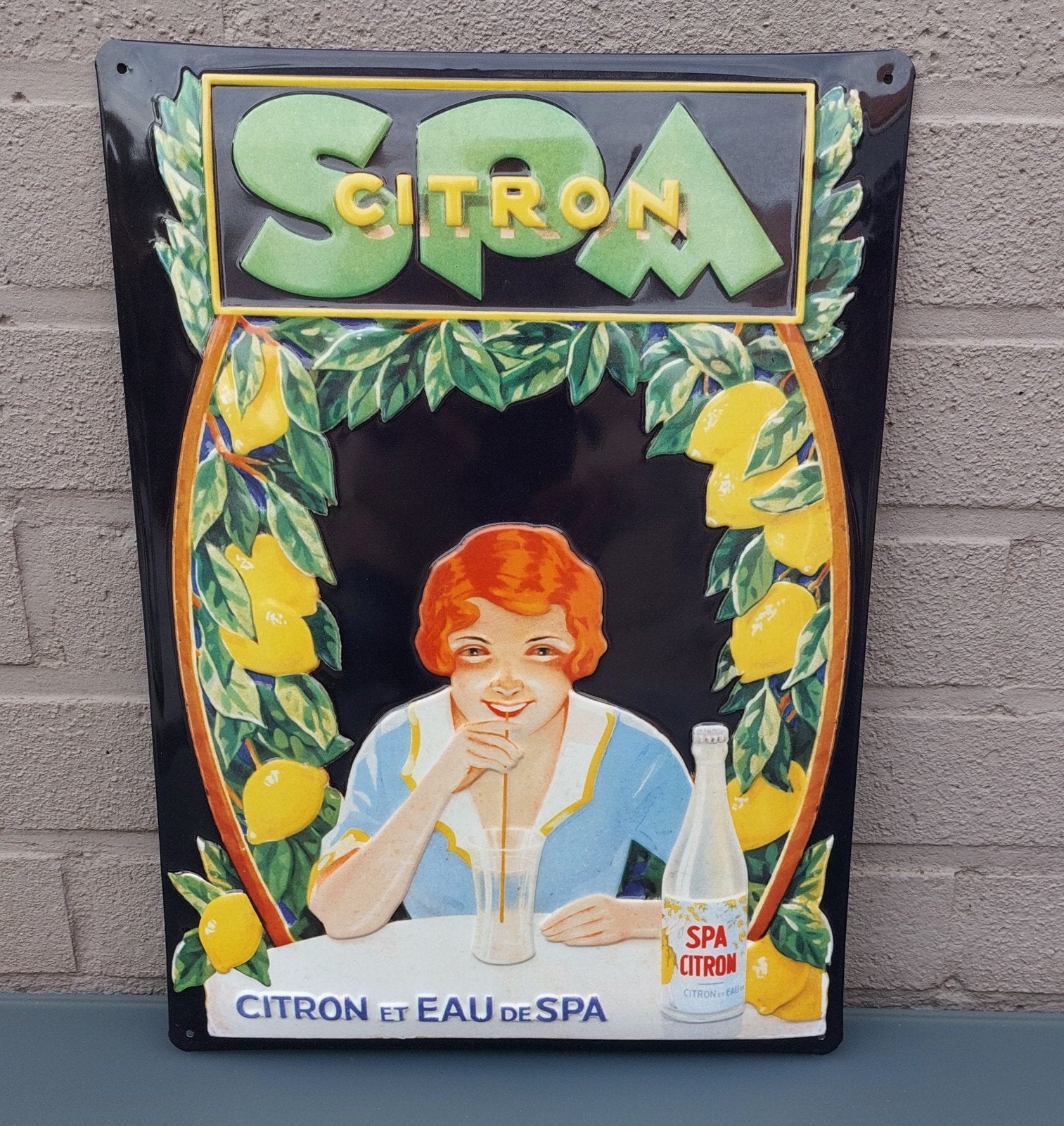 Spa citron metalen bord., Verzamelen, Ophalen of Verzenden