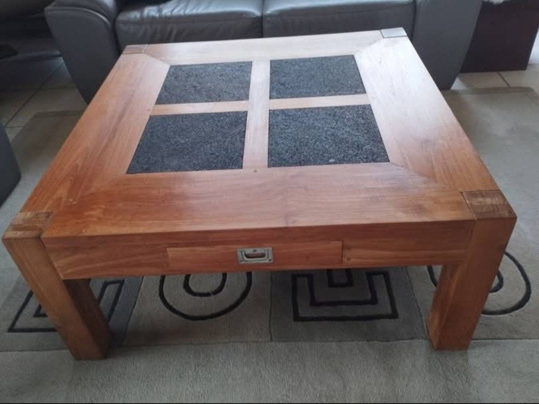 Salontafel, Maison & Meubles, Tables | Tables de salon, Enlèvement, Comme neuf, Carré, Teck