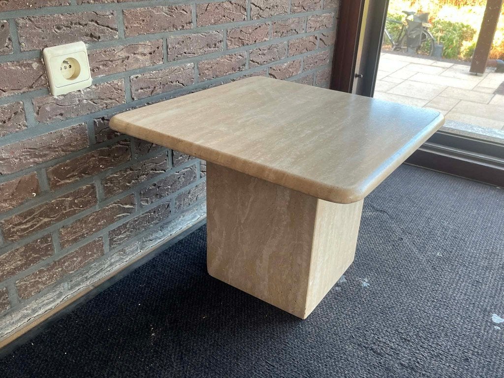 Table d'appoint en travertin 50x50x37, Enlèvement ou Envoi