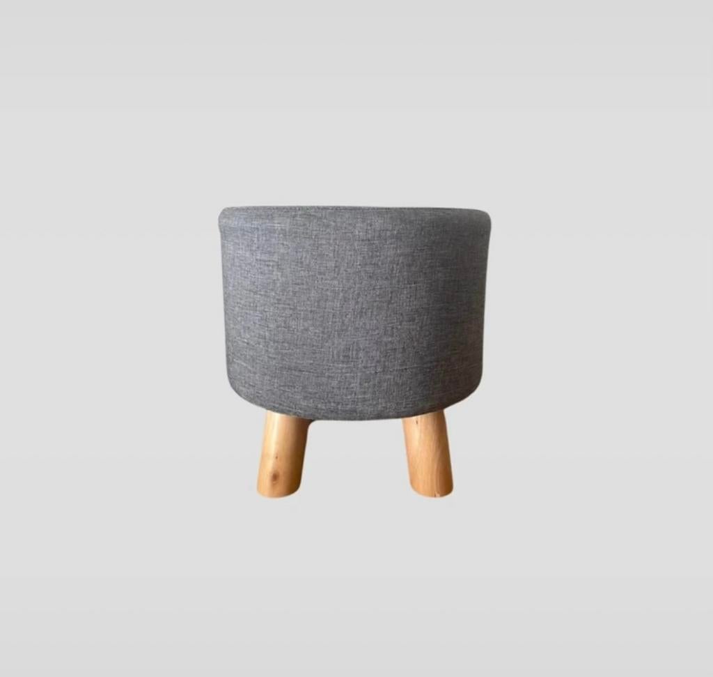 Grijze mini poef, Ophalen, Zo goed als nieuw, Hout