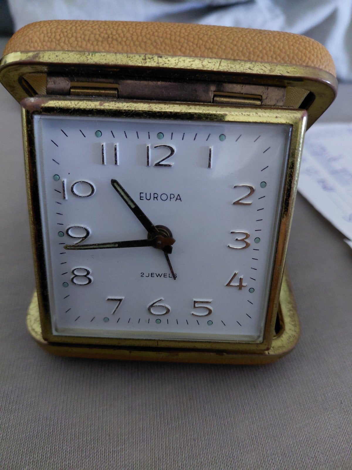 duitse zakhorloge in leder, merk europa 2 jewels, Elektronische apparatuur, Ophalen of Verzenden, Gebruikt, Analoog
