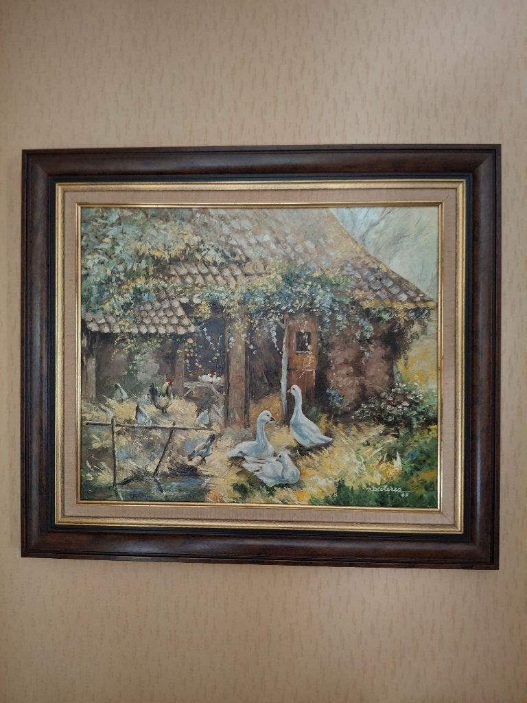 schilderij, rustiek, Antiek en Kunst, Ophalen, Doek, Dieren, Olieverf
