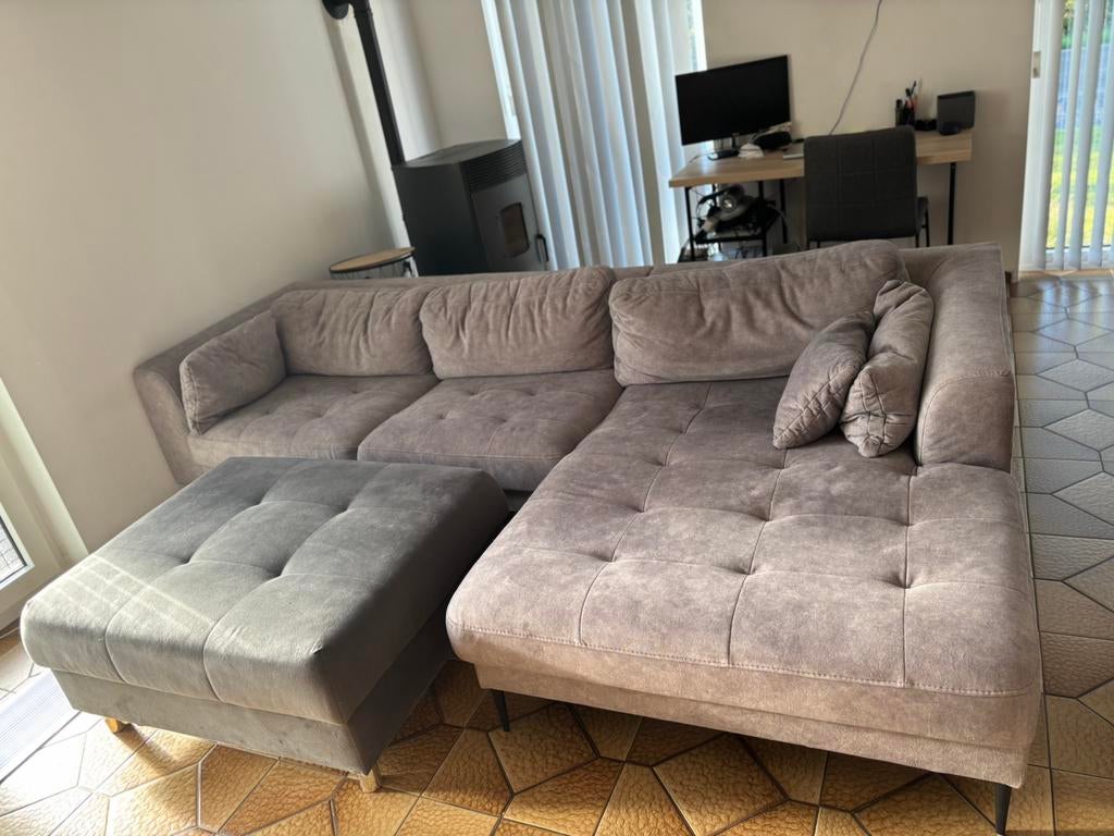 Mooie zetel met brede chaise lounge, Ophalen, Gebruikt, Stof