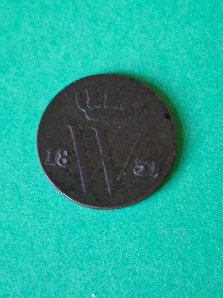1851 demi-centime William III, rare, Envoi, Roi Guillaume III, Autres valeurs, Monnaie en vrac