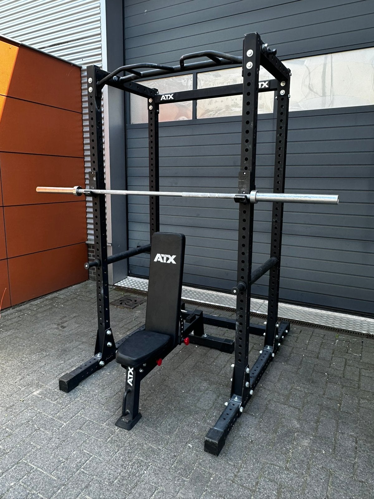 Atx Power Rack + Atx Bankjes 145kg olympische Gewichten, Ophalen, Gebruikt