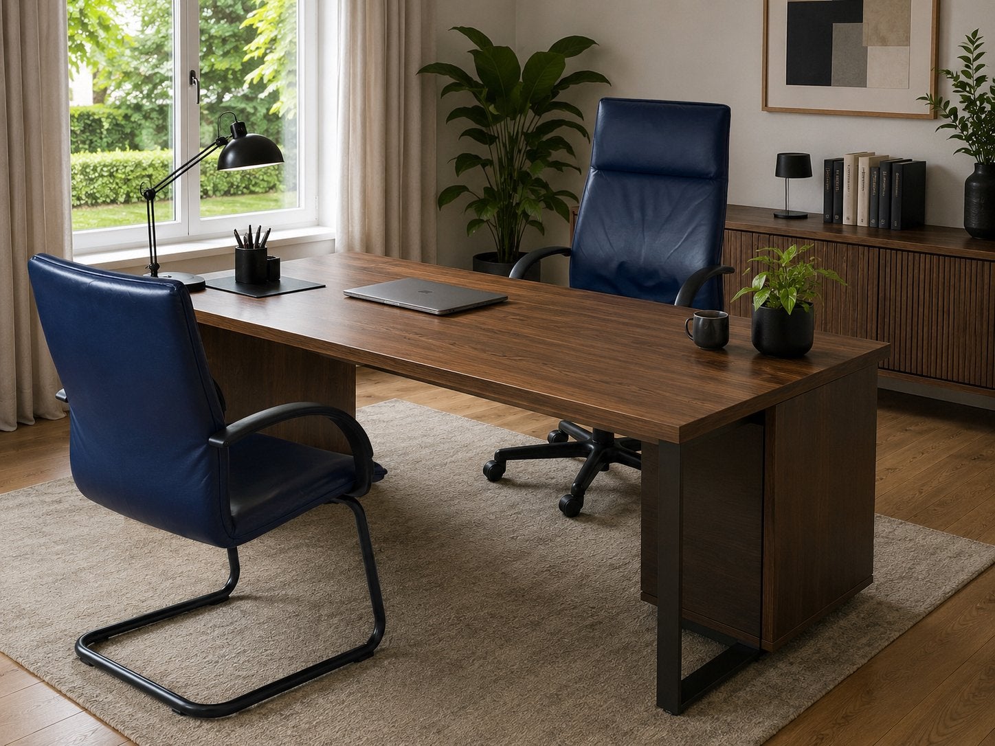 2 sièges de bureau en cuir – direction + visiteur, Enlèvement