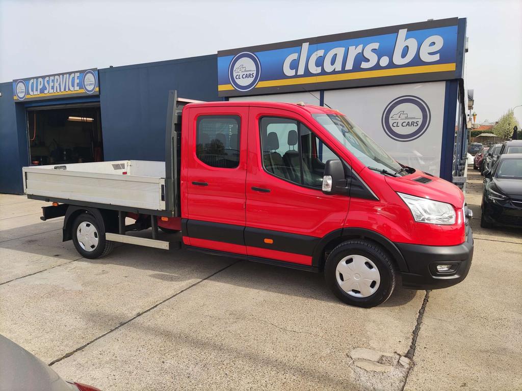 Ford Transit 2.0Tdci/Eur6/DubCab/7pl/Laadbak/Trekhaak/17272E, Auto's, Bestelwagens en Lichte vracht, Stof, Gebruikt, Euro 6, 131 pk