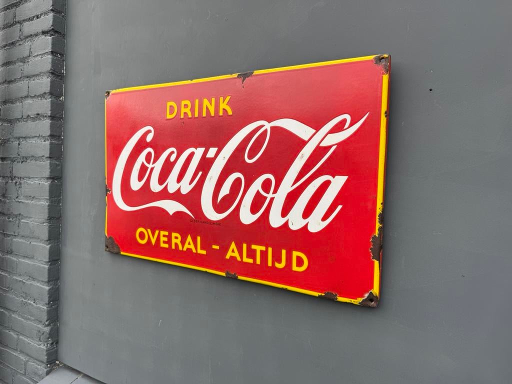 Coca Cola emaille reclamebord, Ophalen of Verzenden, Gebruikt, Reclamebord